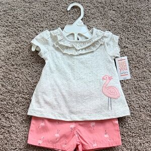 Carter's Pink Flamingo Top and Shorts Set